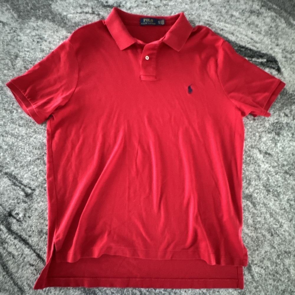 Polo by Ralph Lauren XL / TG Red Polo Shirt Classic Fit Menswear #963 Blue Pony